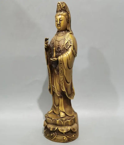 China brass Guanyin bodhisattva Buddha crafts statue