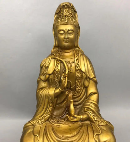 China brass Guanyin bodhisattva crafts statue
