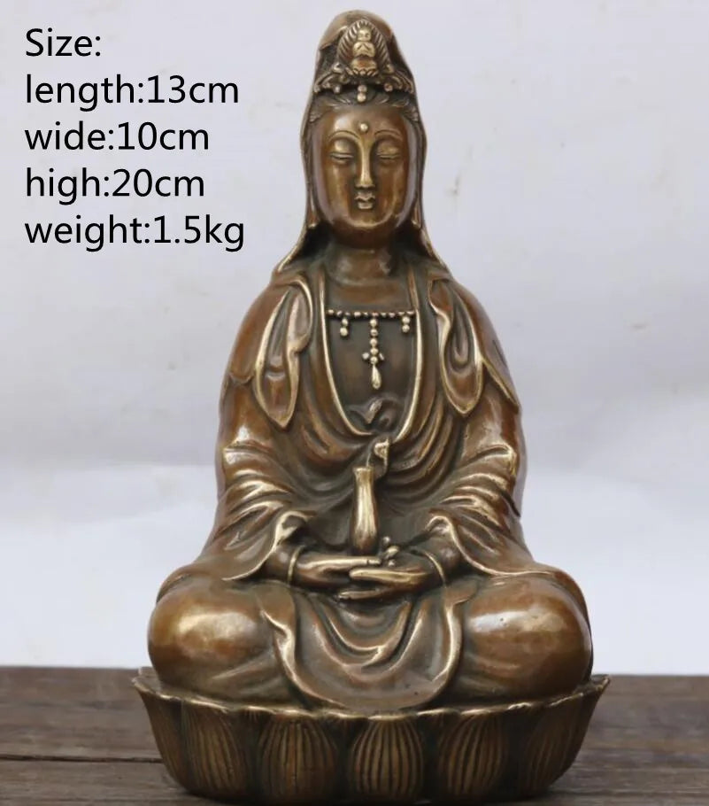 China brass Guanyin bodhisattva crafts statue
