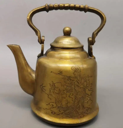 China brass He Xiangu teapot crafts statue
