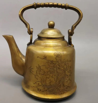 China brass He Xiangu teapot crafts statue