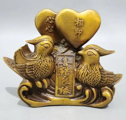 China brass Heart to heart Mandarin duck crafts statue