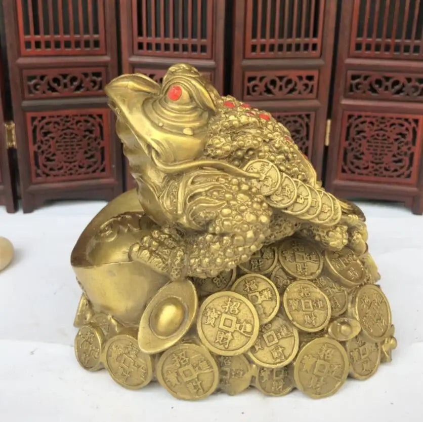 China brass Ingots gold toad wealth crafts statue