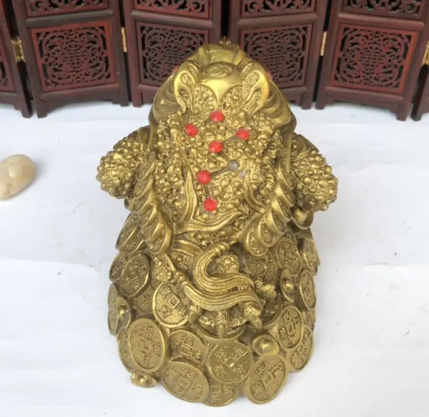 China brass Ingots gold toad wealth crafts statue