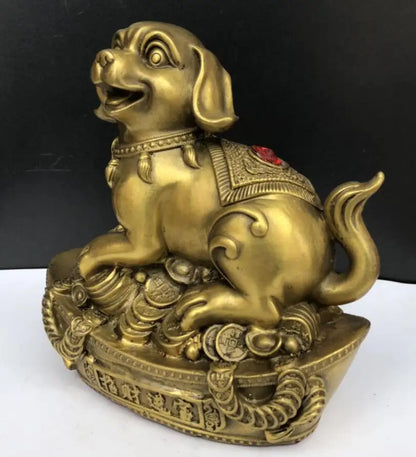 China brass Ingots money dog crafts statue