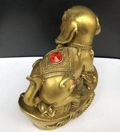 China brass Ingots money dog crafts statue