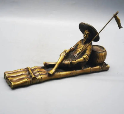 China brass Jiang Taigong fishing crafts statue