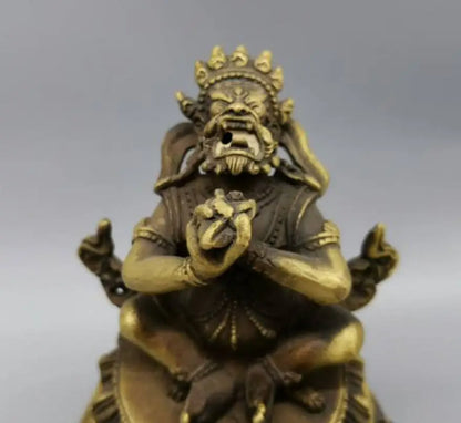 China brass King Kong Buddha lid incense burner
