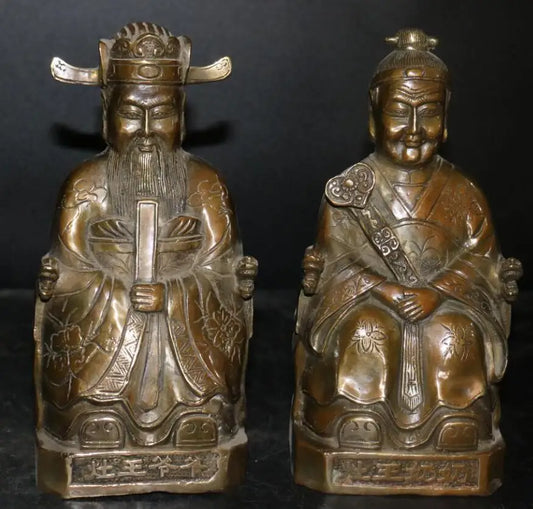 China brass Kitchen God grandpa and Kitchen God grandma crafts statue