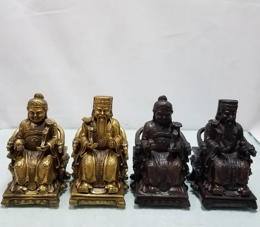 China brass Land god of wealth crafts statue A pair