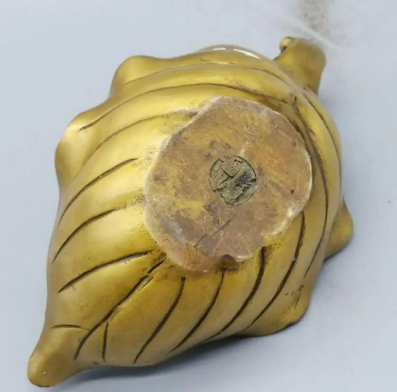 China brass Leaves shape teapot crafts statue