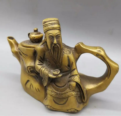 China brass Li bai drunk teapot crafts statue