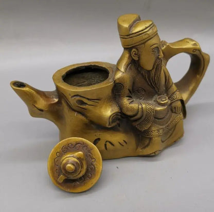 China brass Li bai drunk teapot crafts statue