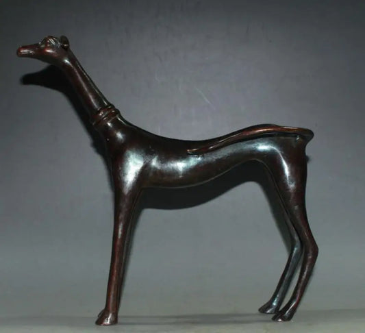 China brass Long legs dog crafts statue