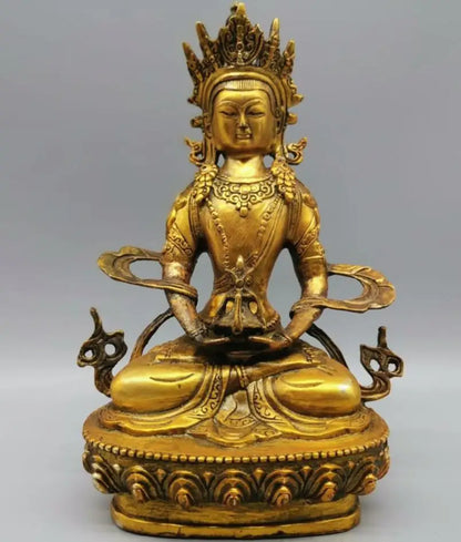China brass Longevity Buddha crafts statue
