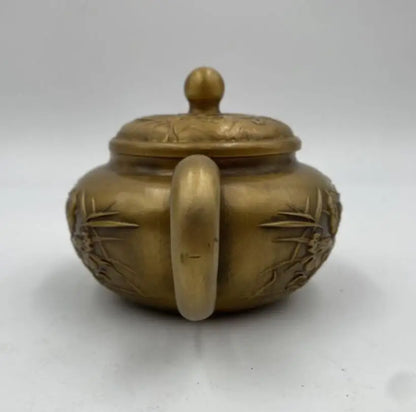 China brass Lotus Mandarin duck teapot crafts statue