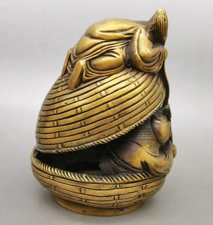 China brass Lotus flower Two Fairy crafts statue