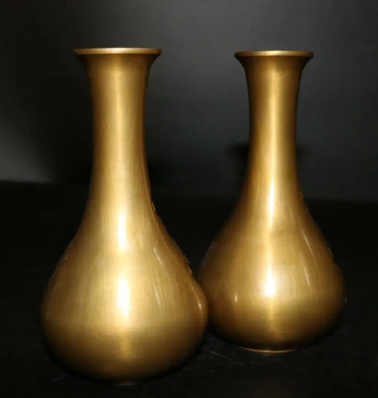 China brass Lotus vase crafts statue A pair