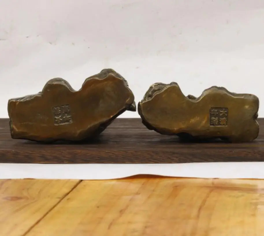 China brass Manjusri Samantabhadra bodhisattva Buddha statue A pair