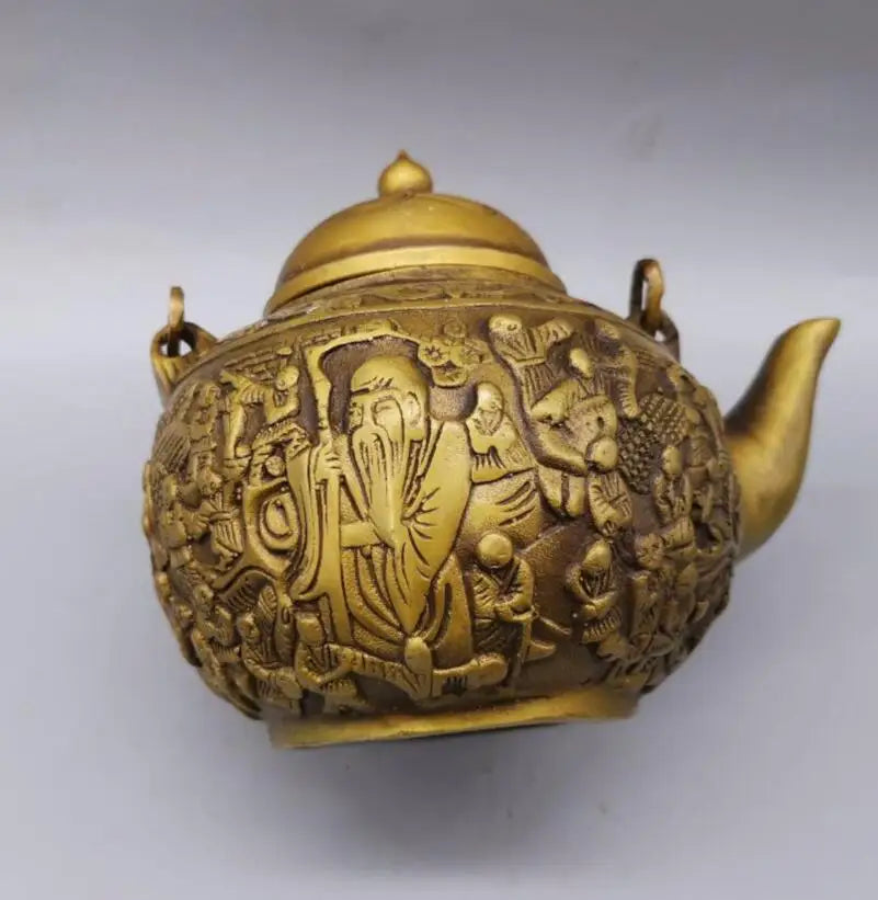 China brass Many child pattern teapot crafts statue