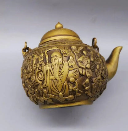 China brass Many child pattern teapot crafts statue