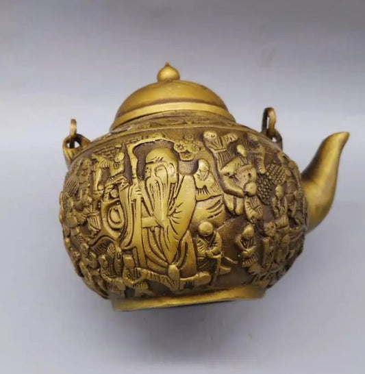 China brass Many child pattern teapot crafts statue