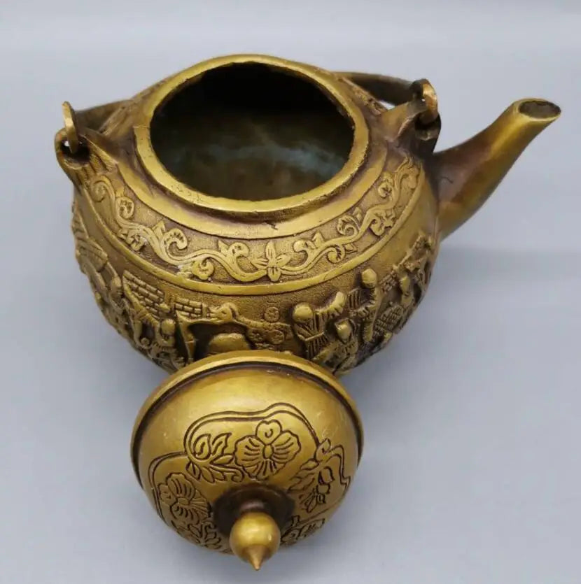 China brass Many child pattern teapot crafts statue