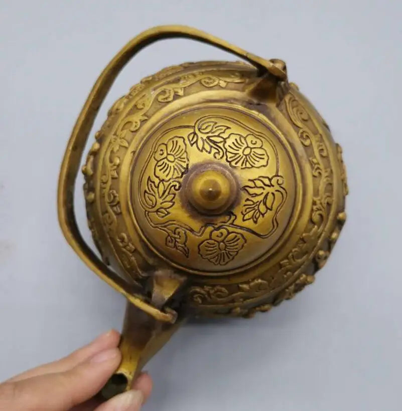 China brass Many child pattern teapot crafts statue