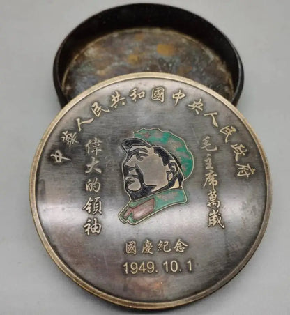 China brass Mao Zedong Head portrait ink box crafts statue