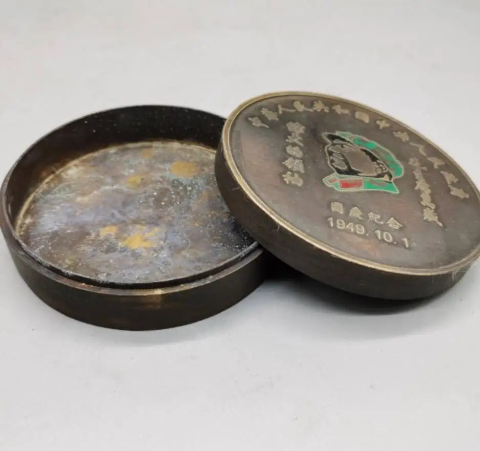 China brass Mao Zedong Head portrait ink box crafts statue