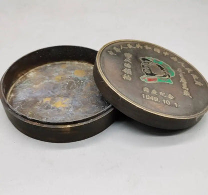 China brass Mao Zedong Head portrait ink box crafts statue