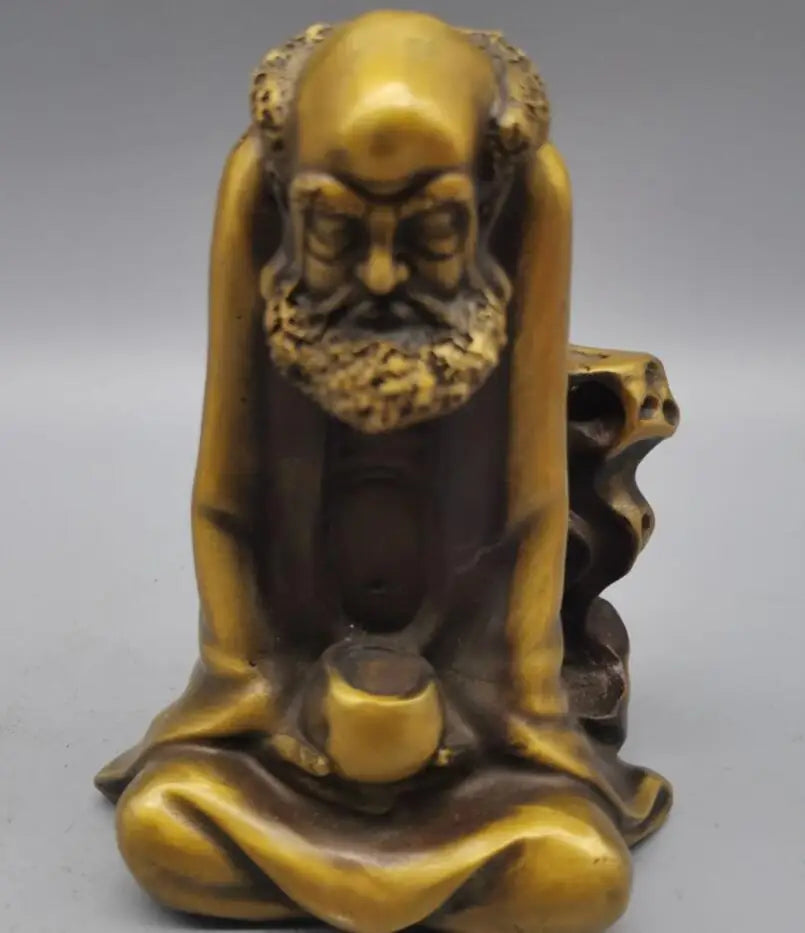 China brass Master Dharma Reflow incense furnace crafts statue