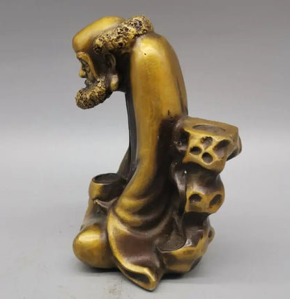 China brass Master Dharma Reflow incense furnace crafts statue