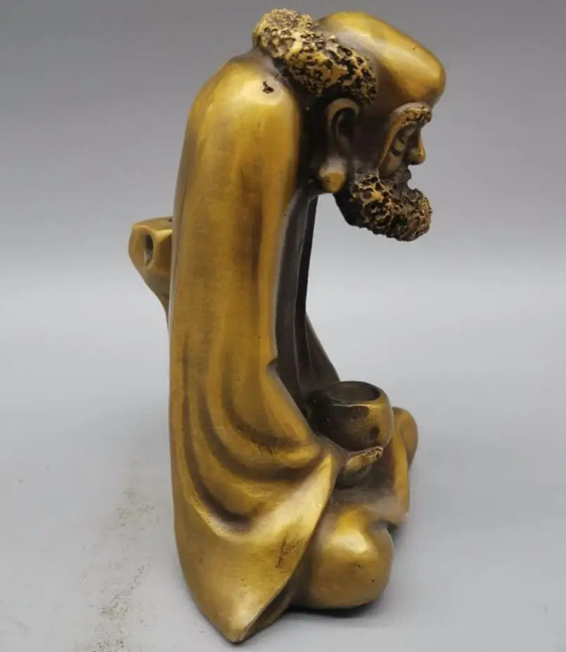 China brass Master Dharma Reflow incense furnace crafts statue