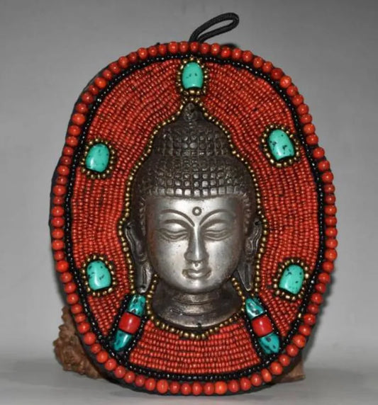 China brass Nepal Buddha head crafts statue