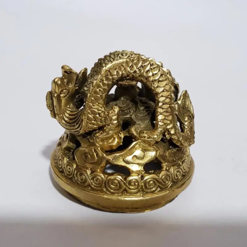 China brass Nine dragons incense burner crafts statue