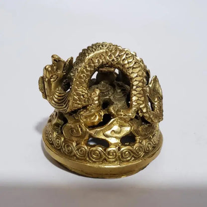 China brass Nine dragons incense burner crafts statue