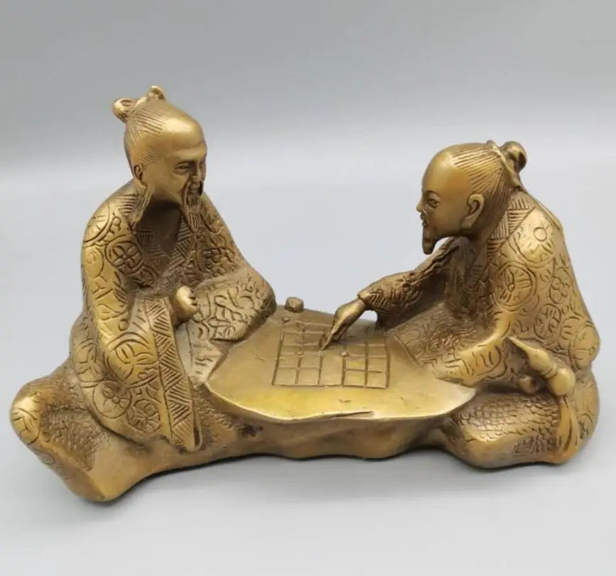 China brass Playing chess old man crafts statue