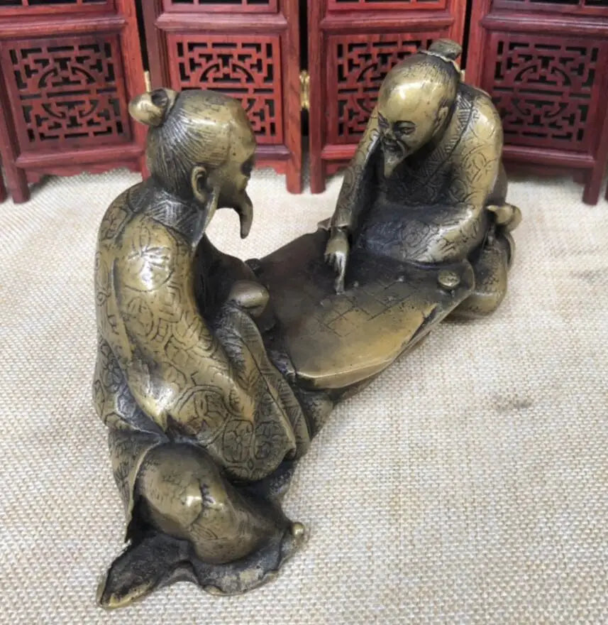 China brass Playing chess old man crafts statue
