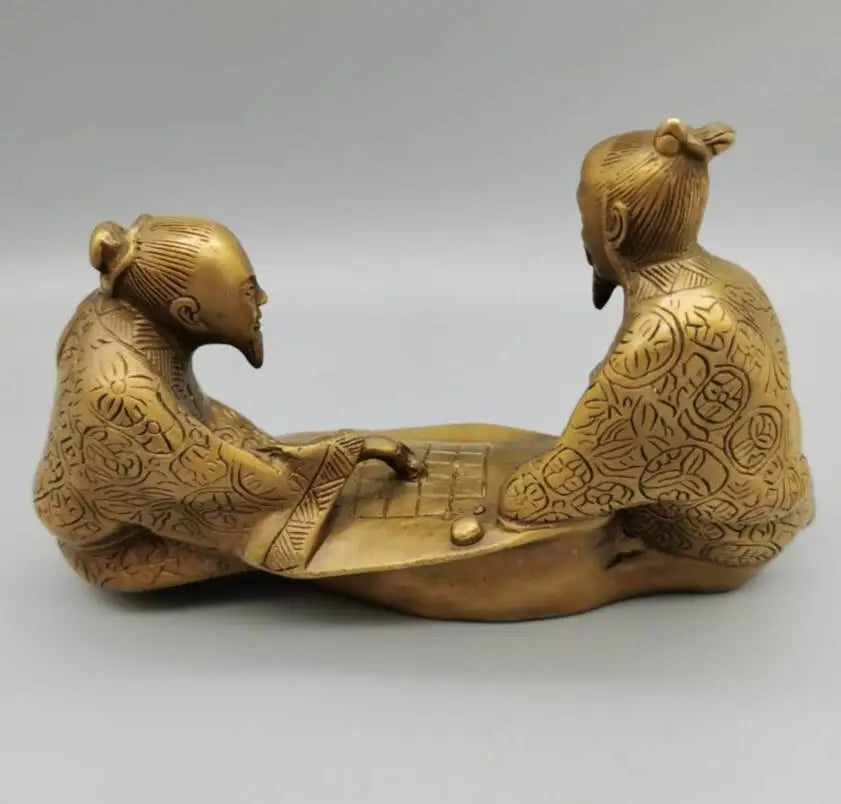 China brass Playing chess old man crafts statue