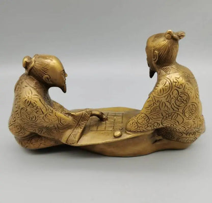 China brass Playing chess old man crafts statue