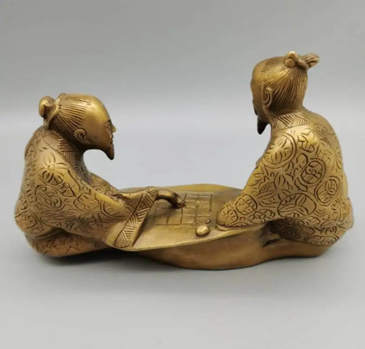 China brass Playing chess old man crafts statue