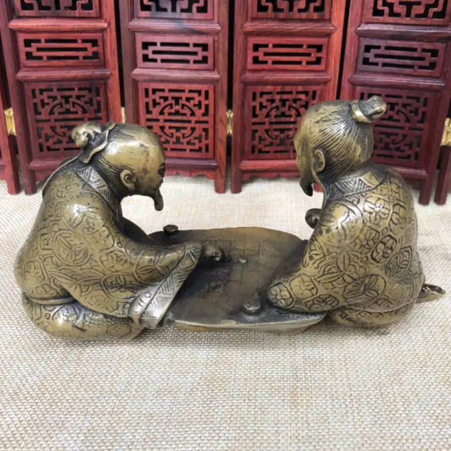 China brass Playing chess old man crafts statue