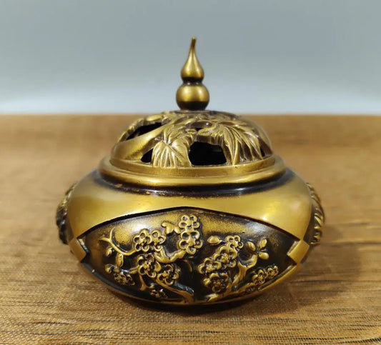 China brass Plum, Orchid, Bamboo and Chrysanthemum Incense burner crafts statue