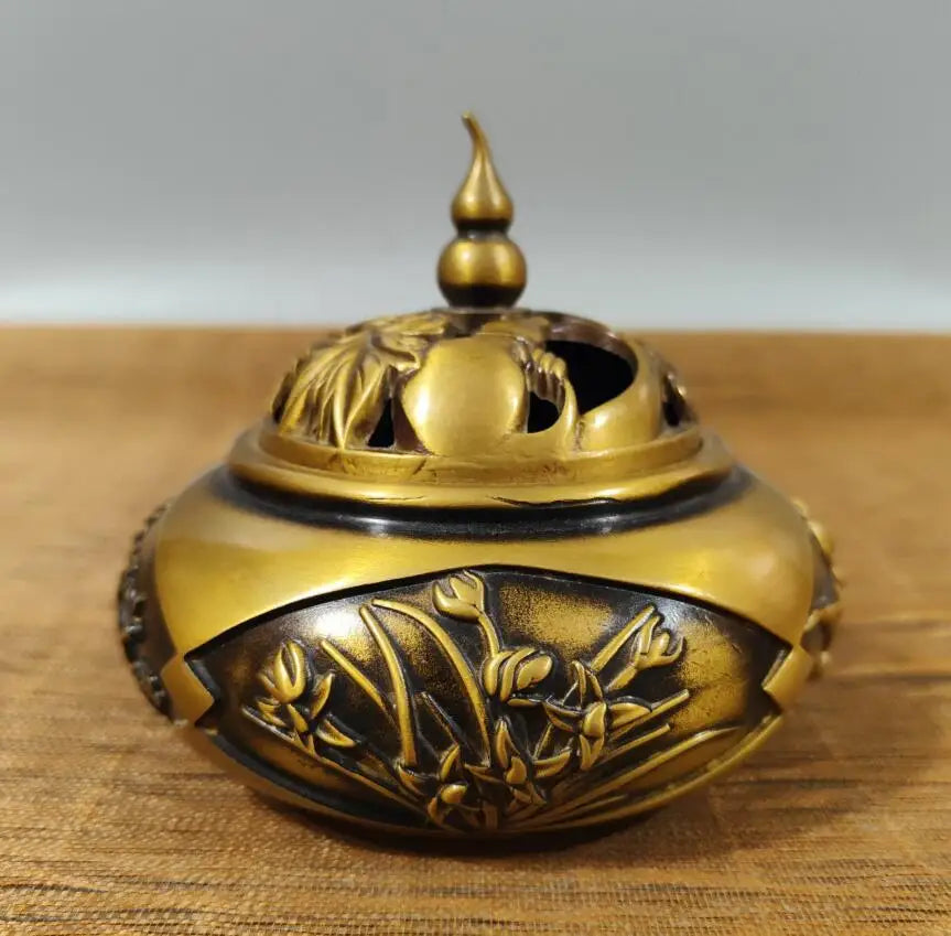 China brass Plum, Orchid, Bamboo and Chrysanthemum Incense burner crafts statue