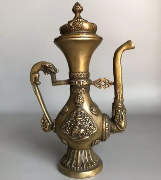 China brass Qianlong wine pot crafts statue