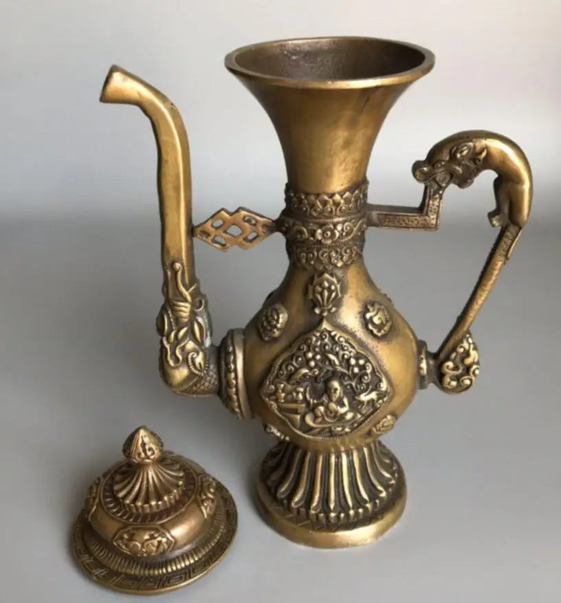 China brass Qianlong wine pot crafts statue