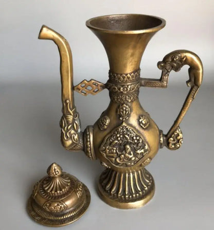 China brass Qianlong wine pot crafts statue