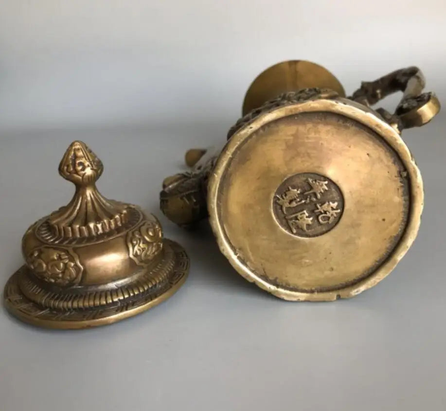 China brass Qianlong wine pot crafts statue