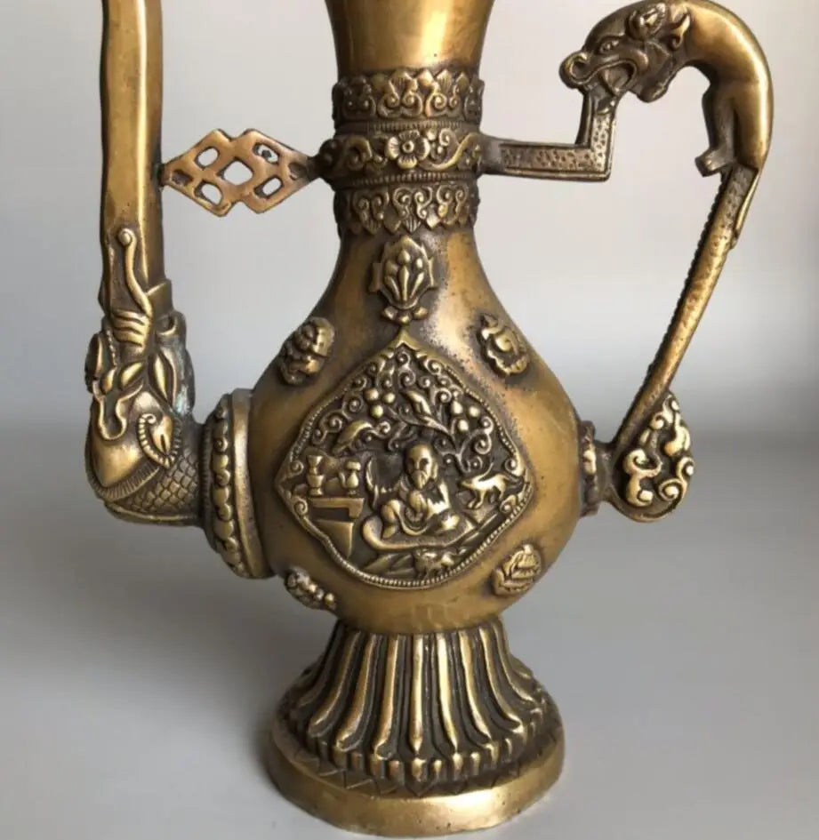 China brass Qianlong wine pot crafts statue